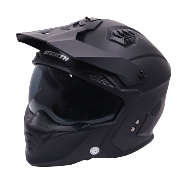 Stealth Helmets Fighter Multi Function Motorcycle Full & Open Face Helmet - Matt Black